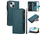 Custodia Per Tecno Spark 40C, Con Cerniera, Portafoglio Custodia Flip In Finto Cuoio Con Tasche Per Carte, Supporto E Passante Per Mano Verde