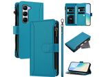 Custodia Per Infinix Hot 60 Pro+, Con Cerniera, Portafoglio, Custodia Flip In Finto Cuoio Con Tasche Per Carte, Supporto E Passante Per La Mano Lake Blu