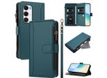 Custodia Per Tecno Spark 40 Pro+, Con Cerniera, Portafoglio Custodia Flip In Finto Cuoio Con Tasche Per Carte, Supporto E Passante Per Mani Verde