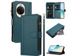 Custodia Per Huawei Nova 14, Con Cerniera, Portafoglio In Finto Cuoio Con Tasche Per Carte, Supporto E Passante Per La Mano Verde