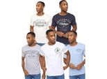 Crosshatch - Maglietta "College Theme"" Da Uomo (Confezione Da 5) GT9920 (S) (Blu/Bianco Naturale/Blu/Grigio Screziato/Bianco)"