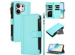 Custodia Per Vivo V60, Con Cerniera, Portafoglio Custodia Flip In Finto Cuoio Con Tasche Per Carte, Supporto E Passante Per Mano Verde Menta