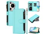 Custodia Per Huawei Pura 70 Ultra, Con Cerniera, Portafoglio In Finto Cuoio Con Tasche Per Carte, Supporto E Passante Verde Menta