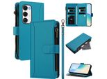 Custodia Per Tecno Spark 40 Pro+, Con Cerniera, Portafoglio Custodia Flip In Finto Cuoio Con Tasche Per Carte, Supporto E Passante Per Mani Lake Blu