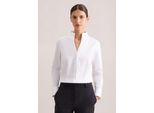 Klassische Bluse Seidensticker, Damen, Gr. M38, Weiß, 100% Baumwolle, Unifarben, Slim Fit, Ohne Ausschnitt, Blusen, 1/1 Kragen Uni