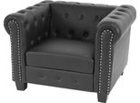 Poltrona Poltrona Reclinabile Chesterfield In Ecopelle ~ Piedi Quadrati, Nero