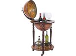Globe Bar HWC-T874, Portabottiglie Da Minibar, Globe Arrotolabile In Legno Di Eucalipto Certificato Mvg