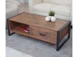 Tavolino HWC-A27, Tavolino Da Salotto, 41X120X60Cm Struttura 3D, Metallo Mdf ~ Aspetto Rovere Selvatico