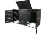 Coperchio Per Cestino A 3 Scomparti HWC-E83, Coperchio Per Cestino, Estensibile 117X197X80Cm ~ Antracite, Acciaio 75Kg