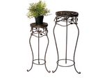 Sgabello Per Fiori In Metallo Nero Rotondo Set Di 2 65 Cm / 78 Cm Portafiori 18215 Colonna Per Fiori Portapiante Antico Sgabello Per Piante Vintage