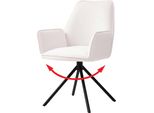 Sedia Da Pranzo HWC-G67, Sedia Da Cucina Sedia Con Braccioli, Posizione Girevole Automatica, Velluto Mvg ~ Crema-Beige, Gambe Nere