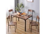 Tavolo Da Pranzo Merax Tavolo Da Cucina Con 4 Sedie, Tavolo Da Sala Da Pranzo Struttura In Acciaio, Marrone