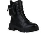 Van Hill Donna Stivali Con Plateau Stivaletti Suola Profilata 836325, Colore: Nero, Taglia: 36