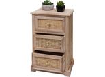 Cassettiera HWC-K87, Mobile Cassettiera, Legno Rattan 63X40X28Cm ~ Colore Naturale