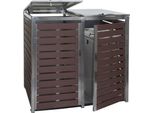 2 Contenitori Per Rifiuti HWC-K14, Contenitore Per Rifiuti, 119X134X84Cm Wpc Acciaio Inox 78Kg ~ Aspetto Legno Di Noce