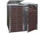 Xl 2 Posti/4 Posti HWC-K14, Contenitore Per Rifiuti, 117X144X102Cm Wpc Acciaio Inox 88Kg ~ Aspetto Legno Di Noce