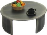 Tavolino HWC-L74, Tavolino Da Salotto, Industriale Mvg, Rotondo Ø80Cm, Look Metallo Spazzolato