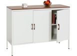 Cassettiera HWC-L84, Credenza Armadio, 3 Ante In Metallo 90X120X40Cm, Rivestita In Melamina ~ Bianco