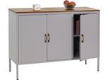 Cassettiera HWC-L84, Credenza Armadio, 3 Ante In Metallo 90X120X40Cm, Rivestimento Melaminico ~ Grigio