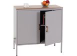 Cassettiera HWC-L84, Credenza Armadio, 2 Ante In Metallo 90X90X40Cm, Rivestita In Melamina ~ Grigio
