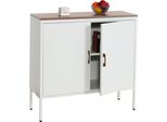 Cassettiera HWC-L84, Credenza Armadio, 2 Ante In Metallo 90X90X40Cm, Rivestita In Melamina ~ Bianco