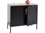 Cassettiera HWC-L84, Credenza Armadio, 2 Ante In Metallo 90X90X40Cm, Rivestimento In Melamina ~ Nero