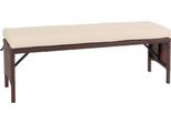 Panca In Poly Rattan HWC-G16, Panca Da Giardino In Rattan, Gastronomia 112Cm ~ Marrone, Cuscini Crema