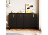 Cassettiera Fortuna Lai Con 4 Ante E Ripiani Regolabili, Credenza Con Maniglie In Metallo, Mobile Da Soggiorno Credenza Buffet, 140 Cm, Nero
