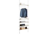 Sobuy KLS15-WN Appendiabiti Telescopico Con 1 Asta Porta Abiti E 5 Ripiani Appendiabiti Regolabile L 97 X H (193-262) Cm Bianco E Naturale