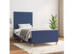 The Living Store Struttura Letto Con Testiera Blu 90X190 Cm In Tessuto