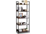 Libreria In Metallo, Modello Aperto A 5 Livelli, Per Un'archiviazione Elegante - Per Soggiorno, Camera Da Letto E Ufficio - Struttura Resistente - Design Moderno