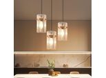Zmh Lampada A Sospensione A 3 Fiamme Lampada A Sospensione Tavolo Da Pranzo - Lampada A Sospensione Rotonda Oro E27 Lampada A Sospensione In Vetro Ø 16 Per Sala Da Pranzo Cucina Soggiorno Bar Caffè (Senza Lampadina)