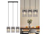 Zmh Lampada A Sospensione Nera A Sospensione Tavolo Da Pranzo - Luce A Sospensione 3 Fiamme E27 Lampada Vintage Sala Da Pranzo A Sospensione Paralume In Vetro Ø 16 Per Cucina Bar Caffè Soggiorno (Senza Lampadina)