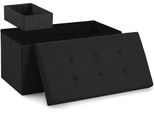 Panca Blumtal Con Spazio Di Archiviazione + Box Extra - Panca Con Spazio Di Archiviazione 76X38X38 Cm - Cassapanca Con Spazio Di Archiviazione Nero