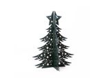 Albero Di Natale 3D In Acciaio Verniciato A Polvere H54 Cm - Decorazione Pieghevole In Metallo Con Cerniere, Nero Con Glitter