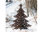 Albero Di Natale 3D In Acciaio Con Acciaio Inossidabile H100 Cm - Decorazione Natalizia In Metallo Pieghevole, Ruggine