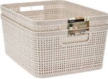 Cestini In Plastica, 24,5 X 19 X 10 Cm, 2 Pezzi, Beige
