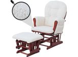 Recliner HWC-C76, Poltrona A Dondolo + Sgabello Tessuto Bouclé 480G/M² Oeko-Tex ~ Struttura Crema Scuro