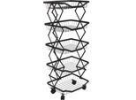 Scaffale HWC-N53, Scaffale Da Cucina Mobile Scaffale Da Cucina Carrello Scaffale, Cesto Pieghevole Ferro Arrotolabile 95X39X28Cm ~ Nero