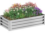 Letto Rialzato Outsunny In Acciaio, Letto Di Piantagione Resistente Alle Intemperie Telaio Freddo Letto Da Giardino Fioriera, Letto Per Fiori, Piante, Ortaggi