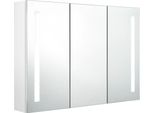 Syfax™ Armadietto Bagno Con Specchio E Led Bianco Lucido 89X14X62 Cm