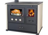 Stufa A Legna Con Vano Cottura E Piano Di Cottura Pracktik Lux Beige Sinistra Stufa A Legna Da 9,5 Kw Caminetto A Legna Stufa A Fuoco Continuo Stufa Da Officina Stufa Svedese Stufa Da Casetta Stufa Da Riscaldamento