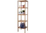 Scaffale Da Bagno HWC-B18, Scaffale Per Mobile Da Bagno, Bambù ~ 140X34X33Cm