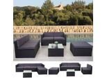 Set In Poly-Rattan HWC-D24, Divano Da Giardino/Lounge ~ Antracite, Rivestimento Grigio Scuro
