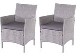 Set Di 2 Poltrone Da Giardino In Poly Rattan Halden, Poltrona In Vimini ~ Grigio, Cuscini Antracite