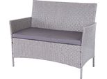 Panca Da Giardino In Poly-Rattan Halden, Seduta ~ Grigio, Cuscini Antracite