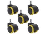 Set Di 5 Ruote Per Pavimenti Duri HWC-H86, Ruote Per Sedie Da Ufficio, Portata 150 Kg Ø 11 Mm ~ Giallo