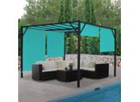 Pergola Baia, Copertura Per Patio A Padiglione Da Giardino, Robusta Struttura In Acciaio Da 6 Cm + Tetto Scorrevole Blu Turchese ~ 3X4M
