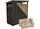 Portalegna Zincato 188X70X188 Cm Con Tetto E Telo Scaffale Per Legna Da Ardere Da Esterno – Robusto, Resistente Alle Intemperie E Piano