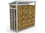 Rastrelliera Per Legna Da Ardere In Metallo Zincato 188X70X188 Portalegna Per Legna Da Ardere Robusto Esterna Con Tetto 3T Argento